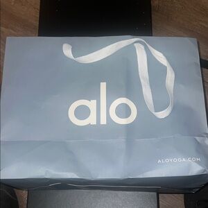 ALO Yoga Light Blue Tote Bag with White Handles